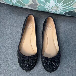 Tory Burch black Chelsea Cameo ballet flats Sz 7.5